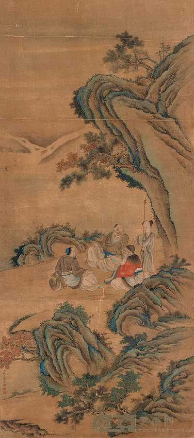姚文瀚 山水人物 立轴 114×50cm